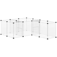 PawHut 18-Panel Small Animal Cage, Pet Playpen, for Guinea Pigs, Hedgehogs - White(m-11)