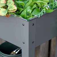 Outsunny Hochbeet mit Rädern und Regal für Garten und Balkon Kräuterbeet Pflanzenbeet Metall Kunststoff Grau 104 x 39 x 80 cm(m-9)