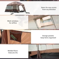 Outsunny 3-4 Man Two Room Camping Tent Dome Tent with Vestibule, UV50+ Cabin Tent with 3000 mm Water Column, Groundsheet, Portable Carry Bag, for Travel, Hiking, Sport(m-6)