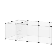 PawHut 18-Panel Small Animal Cage, Pet Playpen, for Guinea Pigs, Hedgehogs - White(m-9)