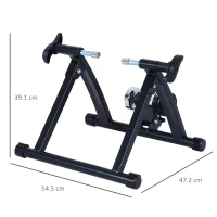 HOMCOM Rullo per Bicicletta Pieghevole per Allenamento a Casa, Rullo per Bici Salvaspazio, Rulli per Bici da Corsa in Acciaio per Ruote da 26''-28'', 54.5x47.2x39.1cm Nero(m-3)