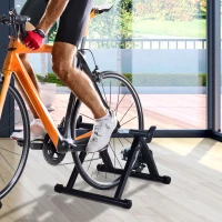HOMCOM Rullo per Bicicletta Pieghevole per Allenamento a Casa, Rullo per Bici Salvaspazio, Rulli per Bici da Corsa in Acciaio per Ruote da 26''-28'', 54.5x47.2x39.1cm Nero(m-2)