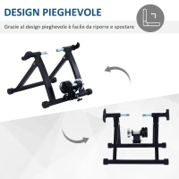 HOMCOM Rullo per Bicicletta Pieghevole per Allenamento a Casa, Rullo per Bici Salvaspazio, Rulli per Bici da Corsa in Acciaio per Ruote da 26''-28'', 54.5x47.2x39.1cm Nero(m-5)