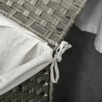 HOMCOM Cos de rufe din ratan cu capac, cos de rufe 100 litri cu 2 sectiuni si geanta detasabila lavabila, cos de spalat, 56,5 x 33 x 61 cm, gri(m-8)