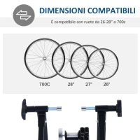 HOMCOM Rullo per Bicicletta Pieghevole per Allenamento a Casa, Rullo per Bici Salvaspazio, Rulli per Bici da Corsa in Acciaio per Ruote da 26''-28'', 54.5x47.2x39.1cm Nero(m-6)