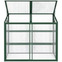 Outsunny Mini serre de jardin en aluminium et polycarbonate avec étagère réglable toit ouvrant 110 x 60 x 82/98,5 cm vert(m-9)