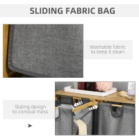 HOMCOM Bamboo Laundry Basket, Laundry Hamper with Shelf, Pull-out Bags for Bedroom, Bathroom, Laundry Room, 64 x 33 x 73 cm, Grey(m-5)