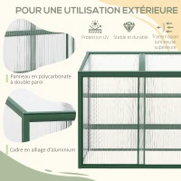 Outsunny Mini serre de jardin en aluminium et polycarbonate avec étagère réglable toit ouvrant 110 x 60 x 82/98,5 cm vert(m-8)
