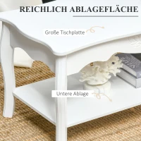 HOMCOM Couchtisch Kaffeetisch mit Ablage Wohnzimmertisch Beistelltisch mit Gravur und gebogenen Beinen Holz Weiß 94x44x43cm(m-4)