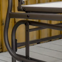 Outsunny 2 Seater Metal Double Swing Chair Glider Rocking Chair Seat Outdoor Seater Garden Furniture Patio Porch With Table Brown(m-7)