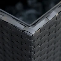 Outsunny 7 Pieces PE Rattan Garden Furniture Set with Thick Padded Cushion, Patio Garden Corner Sofa Sets with Glass Coffee Table and Pillows, Buckle Structure, Dark Coffee(m-9)