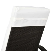 Outsunny Garden Rattan Furniture Single Sun Lounger Recliner Bed Reclining Chair Patio Outdoor Wicker Weave Adjustable Headrest with Fire Retardant Cushion - Brown(m-10)