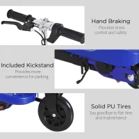 HOMCOM Folding Electric Kids Scooter Ride on Age 7-14, Blue/Black(m-7)