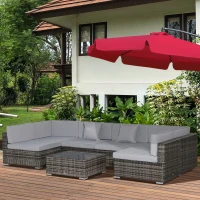 Outsunny 6-Seater Rattan Furniture Set Patio Sectional Sofa Cushion Seat Wicker Garden(m-2)