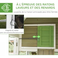 PawHut Poulailler clapier pour poule extérieur en bois de sapin avec nichoir eapace de vie spacieux plateau coulissant résister aux intempéries 167,5 x 109 x 100 cm gris blanc(m-8)
