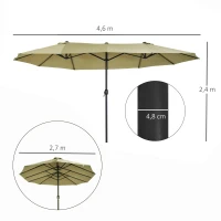 Outsunny 4.6m Double-Sided Patio Parasol Sun Umbrella-Tan(m-3)