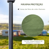 Outsunny Tenda de Campismo para 2-3 Pessoas Impermeável PU2000 mm Proteção UV50+ com Bolsa de Transporte 210x210x150 cm Verde(m-6)