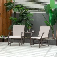 Outsunny Gliding Jack and Jill Seat, with Glass-Top Table - Brown/Beige(m-10)