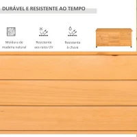 Outsunny Baú de Armazenamento Baú de Madeira de Jardim com Tampa Abatível e Desenho de Persiana 127x56x60 cm Madeira(m-6)