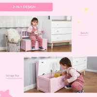 HOMCOM 2 In 1 Wooden Toy Box, Seat Storage Bench, Storage Chest Cabinet Organiser, with Safety Pneumatic Rod(m-5)