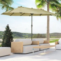 Outsunny 4.6m Double-Sided Patio Parasol Sun Umbrella-Tan(m-2)