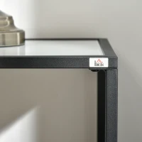 HOMCOM Table Console table d'appoint d'entrée 100 cm Plateau Verre trempé effet marbre avec Structure en métal(m-9)