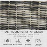 Outsunny 5 Pcs Rattan Garden Furniture with Tall Glass Top Coffee Table Thick Soft Washa Cushions for Patio Balcony Mixed Grey(m-4)