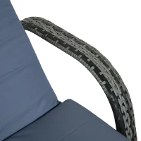 Outsunny Adjustable Rattan Sun Lounger W/ Cushion, 200Lx73Wx56-103H cm-Grey(m-10)
