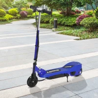 HOMCOM Folding Electric Kids Scooter Ride on Age 7-14, Blue/Black(m-2)