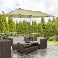 Outsunny 4.6m Double-Sided Patio Parasol Sun Umbrella-Tan(m-10)