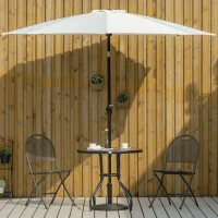Outsunny Round Outdoor Dining Table, Tempered Glass Top Steel W/Parasol Hole, D80x72Hcm-Black(m-12)