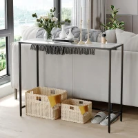 HOMCOM Table Console table d'appoint d'entrée 100 cm Plateau Verre trempé effet marbre avec Structure en métal(m-8)