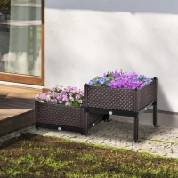 Outsunny 2-Piece Raised Garden Bed Planter Box Flower Vegetables Planting Container(m-10)