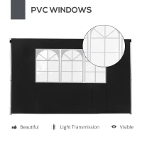 Outsunny 3m Gazebo Exchangeable Side Panels Wall W/ Window-Black(m-5)