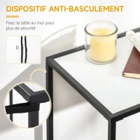 HOMCOM Table Console table d'appoint d'entrée 100 cm Plateau Verre trempé effet marbre avec Structure en métal(m-7)