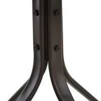 Outsunny 3 Pieces Garden Gliding Chair Set, Metal Frame 2 Single Armchair Swing Seater and 1 Glass Top Coffee Table w/ Breath Mesh Fabric Seat, Brown(m-8)