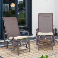 Outsunny Set of 2 Garden Chair Cushions with Ties, 45 x 45 cm Replacement Cushions for Outdoor Furniture, Cream White(m-10)