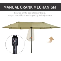 Outsunny 4.6m Double-Sided Patio Parasol Sun Umbrella-Tan(m-5)
