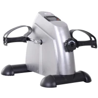 HOMCOM Hometrainer mini-fietstrainer trainingsfiets fietsapparaat met LCD-display metaal zilver 39 x 40 x 31 cm(m-1)