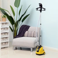 HOMCOM Stoomstijltang stoomborstel 1800W stoomstrijkijzer verticaal stoomstation 1,4L geel(m-10)