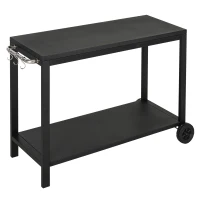 HOMCOM keukenwagen met wielen serveerwagen rvs zwart(m-1)