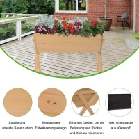 Outsunny Verhoogd bed plantenbak bloembak bloempot afwatering non-woven doek massief hout(m-4)