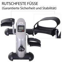 HOMCOM Hometrainer mini-fietstrainer trainingsfiets fietsapparaat met LCD-display metaal zilver 39 x 40 x 31 cm(m-5)