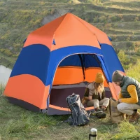 Outsunny Quick-Up Waterdicht Maken Tent - Dubbelwandige Familie Tent voor 4-6 Personen, Snel Op Te Zetten(m-2)