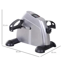 HOMCOM Hometrainer mini-fietstrainer trainingsfiets fietsapparaat met LCD-display metaal zilver 39 x 40 x 31 cm(m-3)