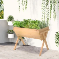 Outsunny Verhoogd bed plantenbak bloembak bloempot afwatering non-woven doek massief hout(m-2)