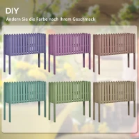 Outsunny 2-in-1 Gartenzaun und Pflanzenständer, wetterfester Anstrich, Massivholz, blau, 100 x 30 x 90 cm(m-6)