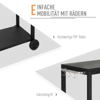 HOMCOM keukenwagen met wielen serveerwagen rvs zwart(m-5)