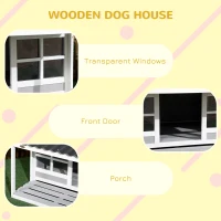 PawHut Casuta Caini de Exterior – Lemn cu Veranda Rezistenta(m-5)