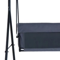 Outsunny Hollywoodschaukel mit verstellbarem Sonnendach, 3-Sitzer Gartenschaukel mit Anti-Rutsch-Füßen, wasserabweisend Schaukelbank belastbar bis 200 kg, für Garten, 172x110x153cm, Grau(m-9)